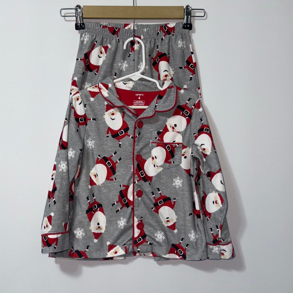 Carter's Gray Santa Fleece Pajamas Boys Size 4